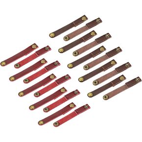 MECCANIXITY Pack of 20 Leather Cable Straps Cable Ties, Cord Organizer, Portable Cable Management for USB Cables, Headphone Wires, Black/Brown