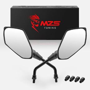 MZS Motorcycle Mirrors | 10MM Rear View Side Mirror 360°Adjustable Handlebar Compatible with GSXS750 | GSXS750Z | GSXS1000 | GSXS1000F | GSXS1000Z | VSTROM 650 1000 1050 | SV1000 | SV650 | SFV650