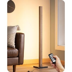 مصباح أرضي LED خشبي من EDISHINE، مصباح عصا خافت بسيط مع جهاز تحكم عن بعد، ضوء قائم حديث لغرفة المعيشة وغرفة النوم والمكتب، 7 درجات حرارة ألوان 2700~6000K، 46 بوصة