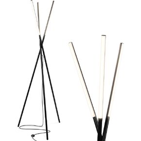 Brightech Stix Floor Lamp, Tall Tree Lamp for Offices, LED Tripod Lamp for Living Rooms, Great Living Room Décor, Dimmable Standing Lamp with 3 Lights for Bedroom Reading - Black
