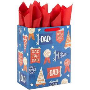 Hallmark 13" Large Gift Bag with Tissue Paper (Rad Dad, Best Dad Ever) for Birthdays, Father's Day, Congratulations, Thank You