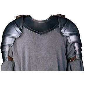ARTIZANSTORE Medieval Knight Pauldrons and Gorget Shoulder Armor Fantasy Warrior Costume Silver