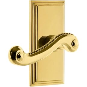 دمية مزدوجة ذات لوحة طويلة من Grandeur Hardware مع رافعة نيوبورت من النحاس المصقول in Kuwait