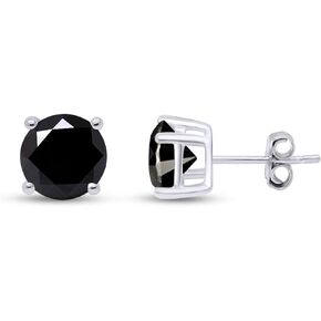 (0.04 CT- 0.25 CT) Round Black Natural Diamond Friction Back Stud Earrings For Womens And Mens In 14k Gold 0.04 Cttw - 0.25 Cttw
