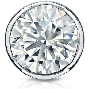 Diamond Wish 10k Gold Round SINGLE Diamond Stud Earring (0.08cttw, Good, I2-I3) Bezel Set, Screw-Back