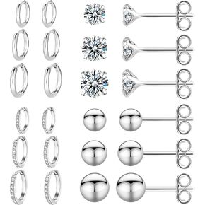 12 زوجًا من الأقراط الجراحية الفولاذية للرجال من الفولاذ المقاوم للصدأ أقراط هوجي هوب الصغيرة أقراط تشيكوسلوفاكيا للنساء العصرية الغضروف لا تسبب الحساسية in Kuwait