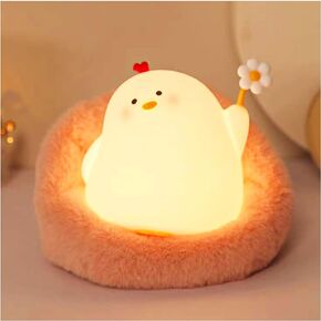 Icotoibabie Cute Chick Night Light for Kids, Infants Soft Cute Chicken Lamp is Aesthetic Bedroom Decor, Food Grade Silicone Squishy Lamp Led Have 3 Levels Dimmable Lights, Gifts for Mom
