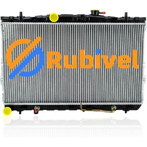 Rubivel 2387 مشعاع ألومنيوم أساسي متوافق مع 2001-2006 2002 2004 2005 Hyundai Elantra/ 2003-2008 2007 Hyundai Tiburon 2.0L 2.7L 4CYL L4 V6، مشعاع تبريد خزان بلاستيكي من الألومنيوم