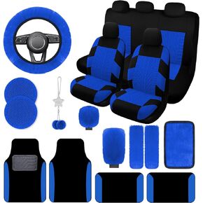 JINGSEN 21 Pcs Car Seat Covers Full Set for Women,Car Seat Covers for Car Floor Mats,3D Tyre Print with 5mm Composite Sponge Automotive Interior Universal Car Seat Cover,Accessories Full SUV(Black)