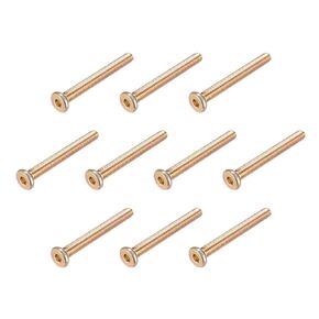 uxcell M6x45mm Furniture Screw Hex Socket Machine Screws Zinc Plated Fasteners Bolts Full Thread Carbon Steel 10Pcs