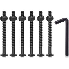 Hilitchi M6 Black Hex Socket Head Screws Bolts Barrel Nuts Hardware Assortment Kit for Crib Baby Bed Furniture Cots and Chair (M6×55-12PCS)