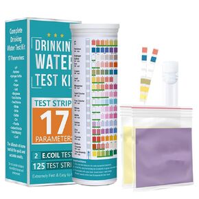 Water Testing Kits for Drinking Water, 125 Home Drinking Water Test Strips 16 in 1 Well and Drinking Water Testing Kit, Water Test Strips with Hardness, pH, Lead, Iron, Copper, Chlorine, and More