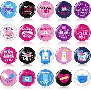 Hanaive 60 Pcs Nurse Button Pins Nurse Appreciation Gifts for Women Nurse Pins Nursing Pins Nurses Week Gifts Nursing Graduation Birthday Pin Badges Round Button Pins for Doctor Nurses Bag Hat in Kuwait