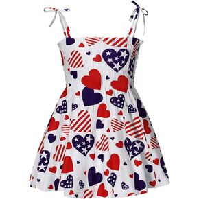 Toddler Girls American Flag Dress Kids 4th of July Outfit Patriotic Summer Dresses Independence Day Clothes 2-8 Years