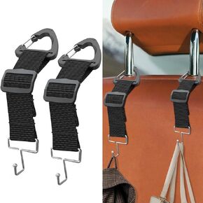Purse Hook for Car 2 Pack, Car Seat Headrest Hook Hanger for Purse and Bags, Adjustable Hidden Metal Holder Storage Organizer for Handbag Coats fit Universal Vehicle, Max Load 110 lbs