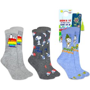 Screen Legends Peanuts Men Crew Socks Set - Bundle with 3 Pairs of Snoop Socks for Men Size 6.5-12 Plus More | Peanuts Sock Gift Box