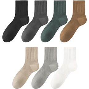 Men's socks, mid neck socks, multi-color socks, women's socks, sports socks, colored cotton socks, casual socks, a set of 7 colors of socks, sizes 9-13, 7 pairs