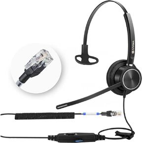 Arama Yealink Headset with Microphone Noise Cancelling, RJ9 Telephone Headsets for Office Phones Compatible with Yealink T20P T21P T26P T23G T46G T48G T42S T46S Avaya 1608 9608 9611 Grandstream Phones
