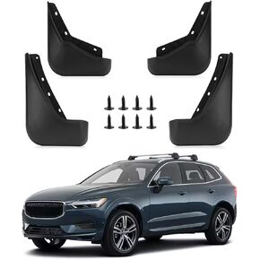 PSLER Fit for Volvo XC60 2018-2024 Mud Flaps Set of 4PCS Mud Guard Kit Splash Guards Mudguards Mudflaps with Hardware Kits Accessory Front and Rear