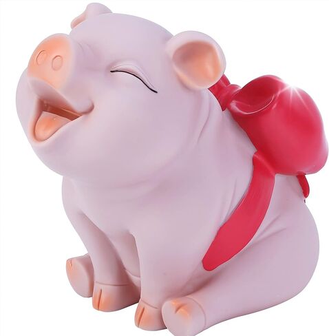 حصالة على شكل خنزير مع عقدة زرقاء على شكل فيونكة، حصالة عملات معدنية على شكل خنزير جميل من H&W، حصالة نقود إبداعية مقاومة للكسر، يمكنها تخزين 1000 عملة معدنية in Kuwait