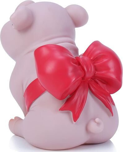 حصالة على شكل خنزير مع عقدة زرقاء على شكل فيونكة، حصالة عملات معدنية على شكل خنزير جميل من H&W، حصالة نقود إبداعية مقاومة للكسر، يمكنها تخزين 1000 عملة معدنية in Kuwait