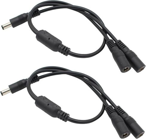 exgoofit DC Power 1 Female to 2 Male Splitter Cable, 2 Pack Pure Copper 5.5mm x 2.1mm DC Power Supply Splitter Cord for Led Strip, CCTV Suvelliance System in Kuwait