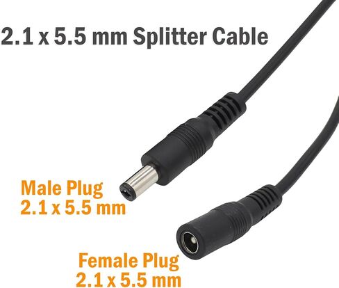exgoofit DC Power 1 Female to 2 Male Splitter Cable, 2 Pack Pure Copper 5.5mm x 2.1mm DC Power Supply Splitter Cord for Led Strip, CCTV Suvelliance System in Kuwait