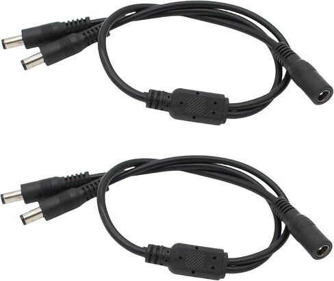 exgoofit DC Power 1 Female to 2 Male Splitter Cable, 2 Pack Pure Copper 5.5mm x 2.1mm DC Power Supply Splitter Cord for Led Strip, CCTV Suvelliance System in Saudi Arabia