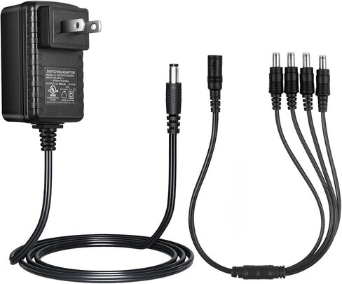Security-01 [UL Listed FCC] 2 حزمة DC 12V 2A محول إمداد الطاقة 5.5 مم × 2.1 مم، لشريط إضاءة LED لكاميرا CCTV 12 فولت، سلك 1.5 متر in Saudi Arabia