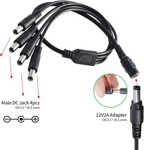 Security-01 [UL Listed FCC] 2 حزمة DC 12V 2A محول إمداد الطاقة 5.5 مم × 2.1 مم، لشريط إضاءة LED لكاميرا CCTV 12 فولت، سلك 1.5 متر in Saudi Arabia