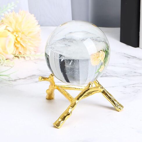PATIKIL Crystal Ball Stand, Sphere Display Stand Photography Props for 50 to 70mm Crystal Balls Ornament Rack Holder Metal Base Tree Tripod, Golden in Saudi Arabia