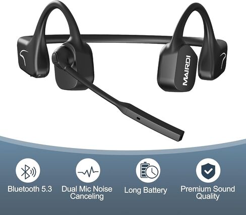 سماعة رأس لاسلكية من MAIRDI مع ميكروفون بوم، سماعة رأس بلوتوث مفتوحة الأذن مع ميكروفون AI لإلغاء الضوضاء، سماعة رأس لاسلكية للعمل المكتبي والقيادة الرياضية والجري وركوب الدراجات in Kuwait