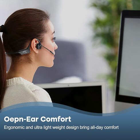 سماعة رأس لاسلكية من MAIRDI مع ميكروفون بوم، سماعة رأس بلوتوث مفتوحة الأذن مع ميكروفون AI لإلغاء الضوضاء، سماعة رأس لاسلكية للعمل المكتبي والقيادة الرياضية والجري وركوب الدراجات in Kuwait