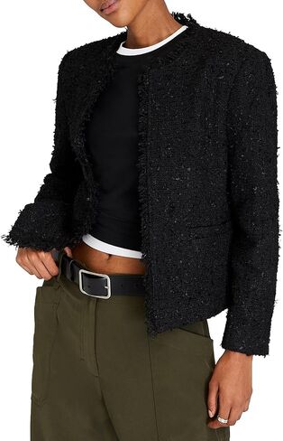 Club Monaco Women's Collarless Boucle Fringe Jacket in Saudi Arabia