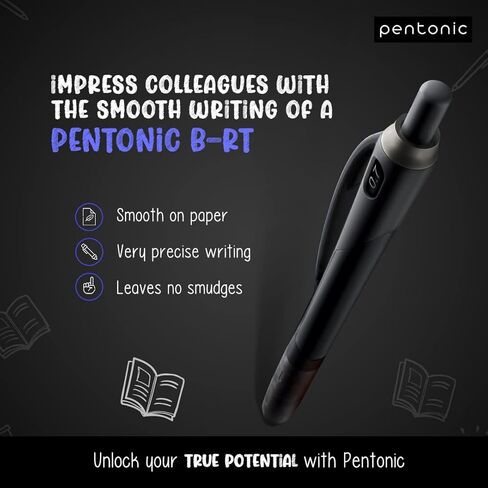 أقلام حبر جاف قابلة للسحب من Pentonic BR-T، عدد 12، حبر أسود، نقطة دقيقة 0.7 مم، كتابة سلسة لليوميات والمكتب والمدرسة (PEN12120) in Kuwait