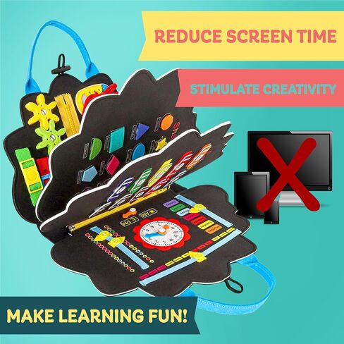 Montessori Busy Board for Toddlers - Reduce Screen Time, Fine Motor Skills, Educational Development, Travel Toy for Planes & Cars, Gifts for Boys and Girls, Quiet Book - Panda in Saudi Arabia
