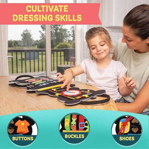 Montessori Busy Board for Toddlers - Reduce Screen Time, Fine Motor Skills, Educational Development, Travel Toy for Planes & Cars, Gifts for Boys and Girls, Quiet Book - Panda in Saudi Arabia