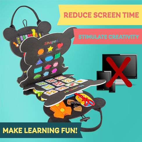 Montessori Busy Board for Toddlers - Reduce Screen Time, Fine Motor Skills, Educational Development, Travel Toy for Planes & Cars, Gifts for Boys and Girls, Quiet Book - Panda in Saudi Arabia