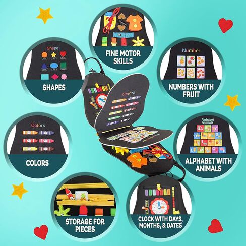 Montessori Busy Board for Toddlers - Reduce Screen Time, Fine Motor Skills, Educational Development, Travel Toy for Planes & Cars, Gifts for Boys and Girls, Quiet Book - Panda in Saudi Arabia
