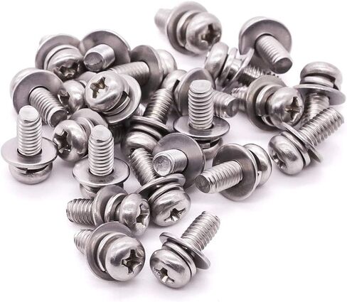 M4-0.7 x 12mm (100 Sets) Pan Head Machine Screws with Flat Washers and Lock Washers, Stainless Steel 304 (18-8), Phillips Drive, Full Coarse Thread UNC, Bright Finish in Saudi Arabia
