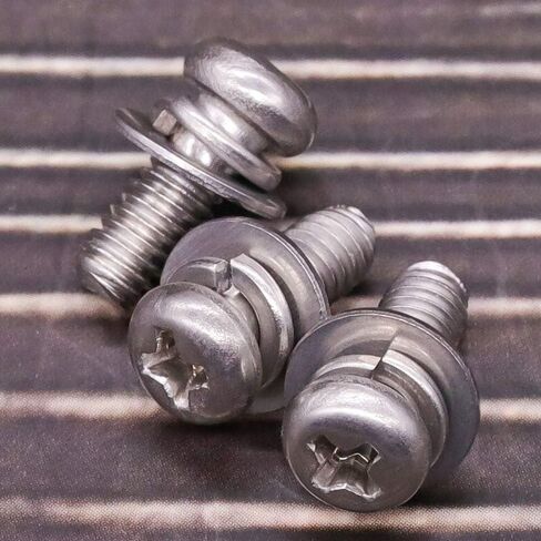 M4-0.7 x 12mm (100 Sets) Pan Head Machine Screws with Flat Washers and Lock Washers, Stainless Steel 304 (18-8), Phillips Drive, Full Coarse Thread UNC, Bright Finish in Saudi Arabia