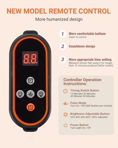 مصباح العلاج بالضوء الأحمر 72 وات من NIVIOP، علاج بالضوء الأحمر مع حامل، ضوء أحمر 660 نانومتر 850 نانومتر بالقرب من جهاز العلاج بالأشعة تحت الحمراء، مع 5 أوضاع، نبض، إعداد الوقت للجسم والوجه in Kuwait