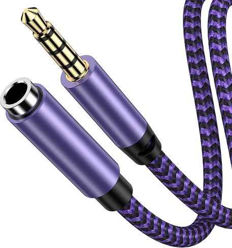3.5mm Headphone Extension Cable, 4 Pole Hi-Fi Sound Stereo Aux Extender Cord Nylon Braided Auxiliary Male to Female Audio Cable for Headset iPhone iPad Smartphones Tablets & More 3.5mm Enabled Devices in Saudi Arabia