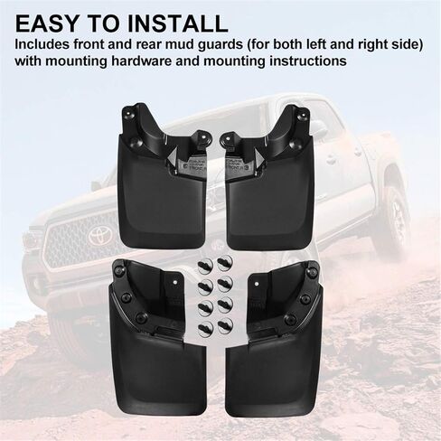 Kiwi Master Mud Flaps Compatible with 2016-2023 Toyota Tacoma Accessories Heavy Duty Front & Rear Mud Guards (with OEM Fender Flares, NOT fits SR) in Saudi Arabia