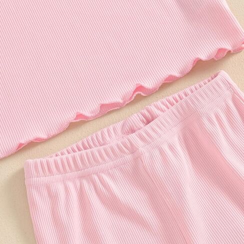 Muasaaluxi Toddler Baby Girl Birthday One/Two/Three/Four Embroidery Ruffle T-shirt Flared Pants 2Pcs Summer Outfit 1-5T in Saudi Arabia
