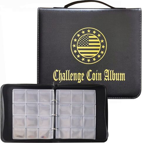 120 جيبًا لألبوم عرض العملات المعدنية، حامل مجموعة عملات عسكرية كبيرة، كتاب تخزين جلدي مع سحاب ومقبض للدولار الفضي الذهبي، البنسات، الأرباع، مجموعة الطوابع in Kuwait