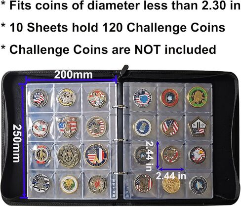 120 جيبًا لألبوم عرض العملات المعدنية، حامل مجموعة عملات عسكرية كبيرة، كتاب تخزين جلدي مع سحاب ومقبض للدولار الفضي الذهبي، البنسات، الأرباع، مجموعة الطوابع in Kuwait