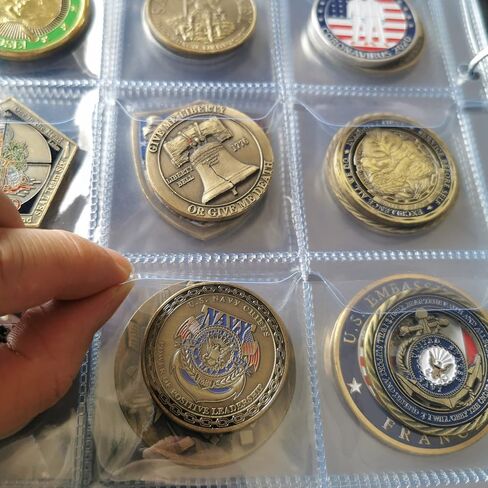 120 جيبًا لألبوم عرض العملات المعدنية، حامل مجموعة عملات عسكرية كبيرة، كتاب تخزين جلدي مع سحاب ومقبض للدولار الفضي الذهبي، البنسات، الأرباع، مجموعة الطوابع in Kuwait