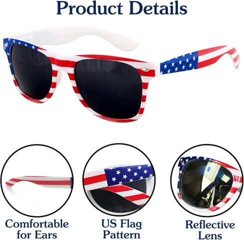 12 Pairs American Flag Sunglasses UV400, Patriotic Memorial Day Accessories Red White and Blue Sunglasses 4th of July Party Supplies Fourth of July Accessories USA Flag Favors for Women Men Teens in Saudi Arabia