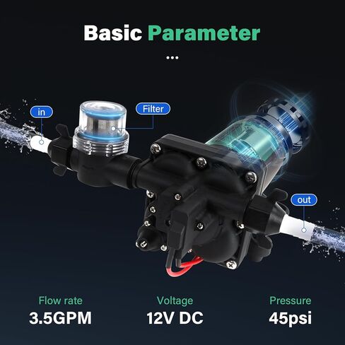 4238-121-E07، مضخة BlasterII WD، مضخة مياه Rv 12 فولت، 3.5GPM-45PSI مضخة مياه ذاتية التحضير، مع مفتاح ضغط ومصفاة، مضخة مياه هادئة عند الطلب، مناسبة للمركبات الترفيهية والحديقة والتخييم in Kuwait